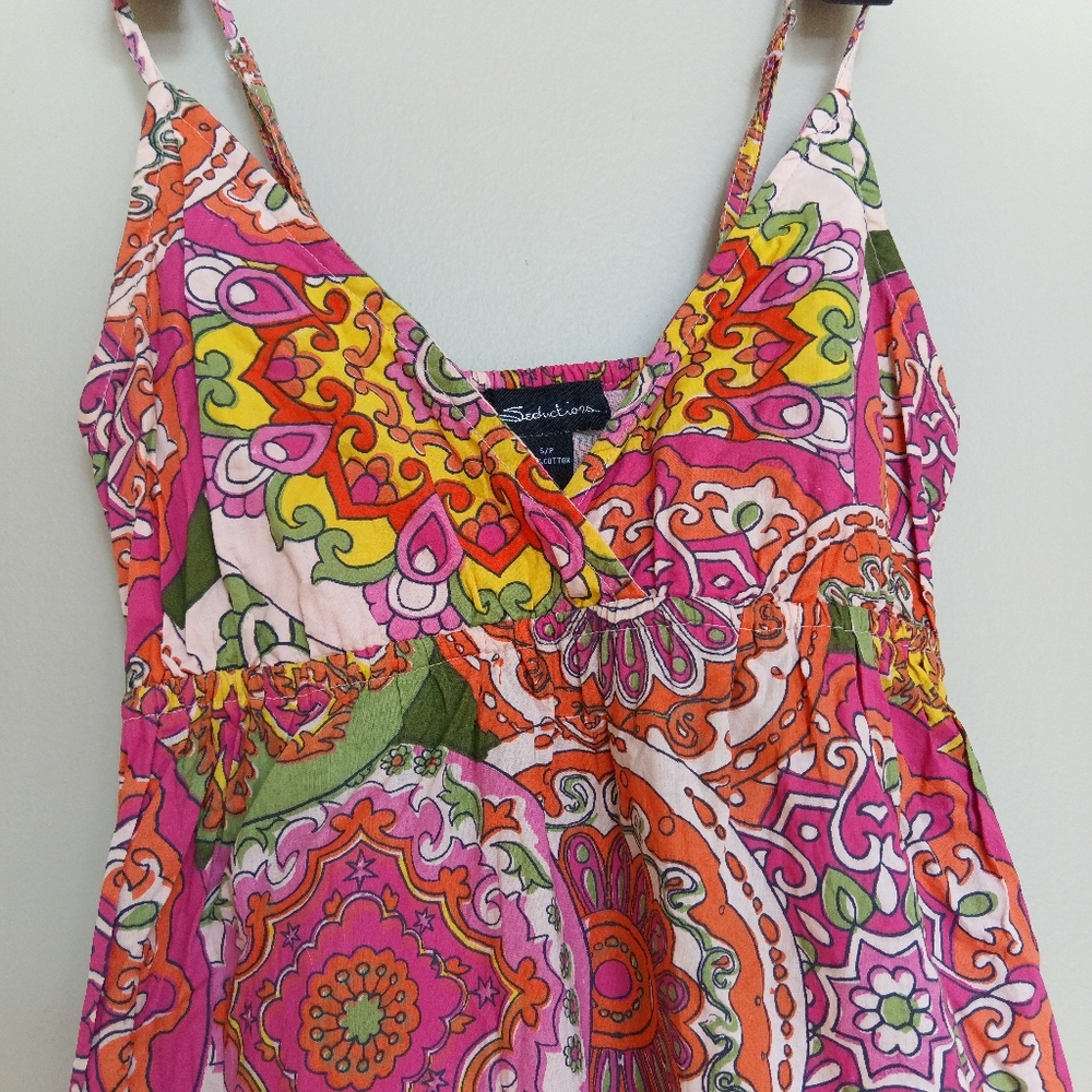 3for$15🍂 P14"-18" Spaghetti Straps Floral Printed Boho Maxi Cotton Dress - Picture 9 of 11